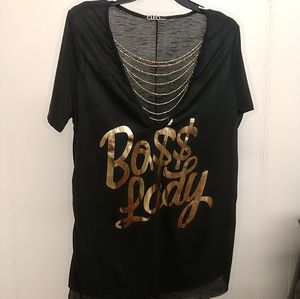 Trendy Tee Shirt with Chain Detail